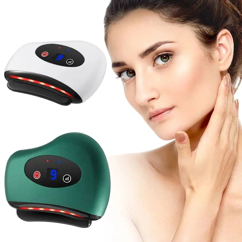 Bloovely - Massaggiatore GuaSha Elettrico Riscaldante Viso e Collo